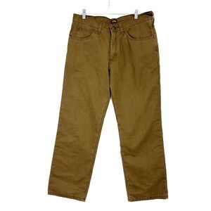 Lee Mens‎  Brown Denim Regular Fit Straight Leg Flannel Lined Jeans 34x30 Winter